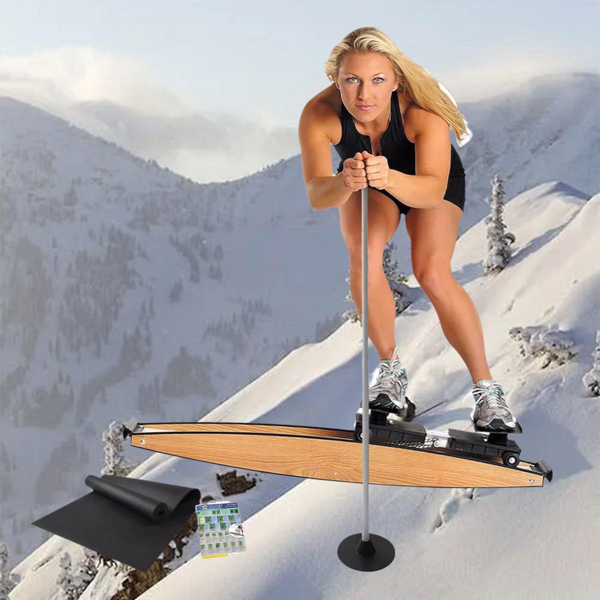 WIANQIAN Gym Indoor Ski Simulator, Simulated Ski Trainer, Leg Training Ski Simulator, 150kg Load, with Ski Poles, Improve Body Balance, For Indoors Or Outdoors Simulated Ski Practicing
