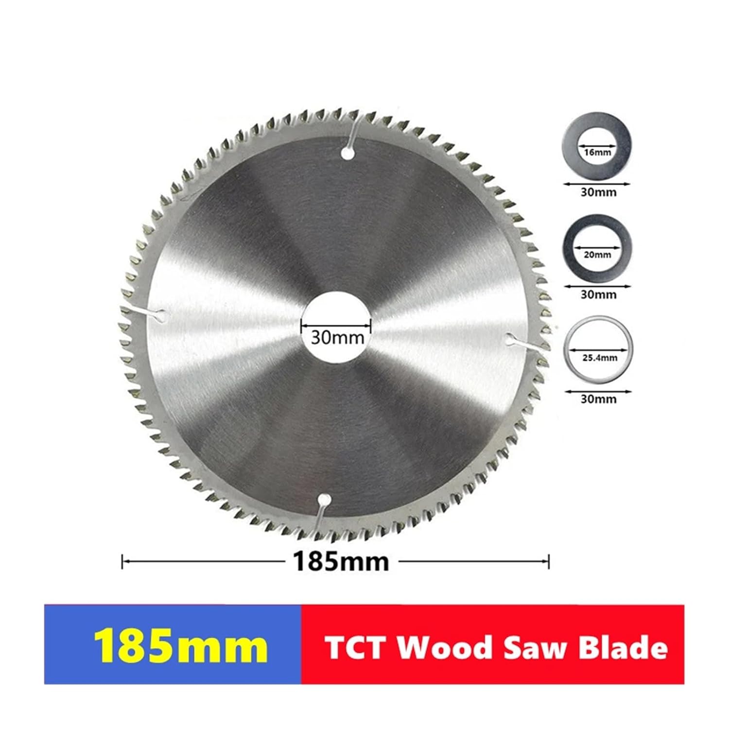 1 x 185mm TCT woodworking circular saw blade with an opening of 20/24/40/80 teeth 30 mm. Hard alloy wood cutting disc(185x30mmx80T)