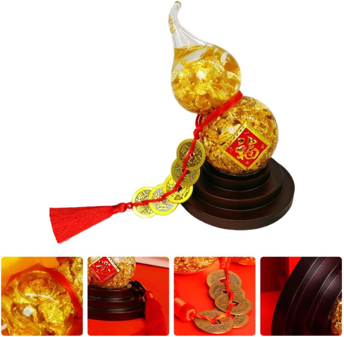Gold Gourd Decoration Crystal Desktop Ornament for Office and Hotel, Gourd-Shaped Symbol of Luck and Prosperity with Elegant and Delicate Design