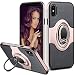 iPhone X Case, ELOVEN iPhone 10 X Hybrid Slim TPU Bumper Protective Case with 360 Degree Rotating Metal Ring Holder Kickstand Grip Shock-Absorption for Apple iPhone X iPhone 10 Kickstand(RoseGold)