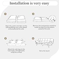 Vista 9 de Sofá cama plegable de espuma viscoelástica convertible con reposabrazos y respaldos ajustables para espacios pequeños, oficina, estudio