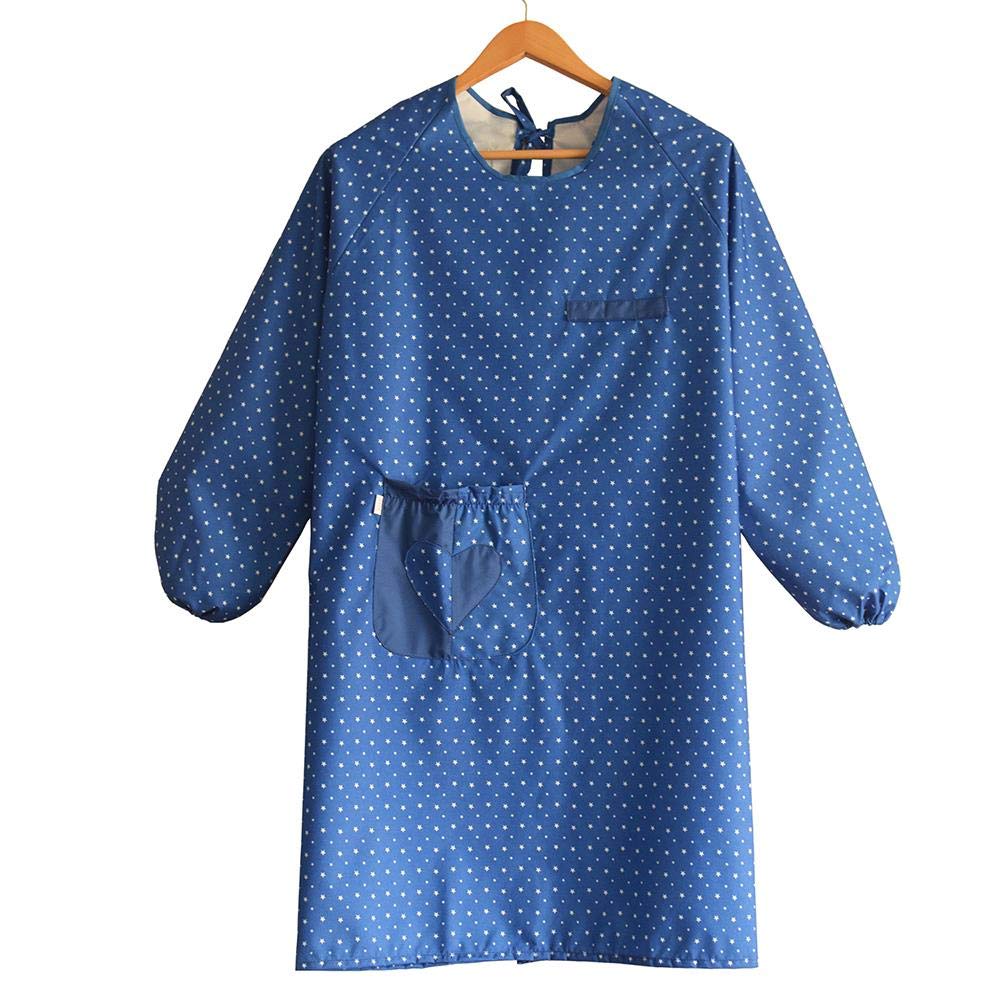 Good feeling zm Royal Blue Kitchen Waterproof And Oil-Proof Adult Smock Long-Sleeved Apron With Sleeves Full Body Men And Women Anti-Wear Apron
