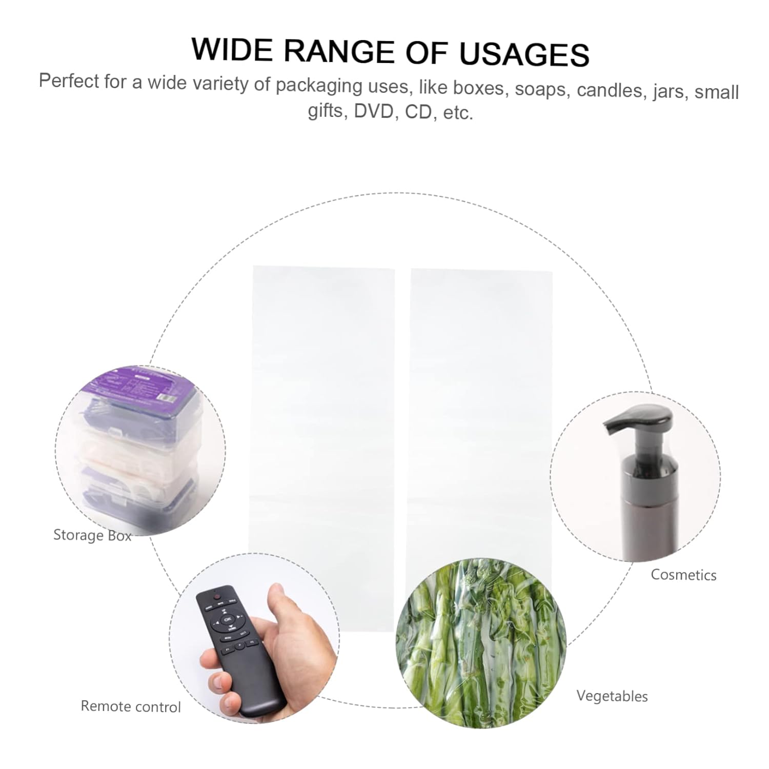 ABOOFAN 2sets 400pcs Shrink Wrap Bags for Packaging Heat Shrinkable Bags Clear Wrapping Film for Display for Various Products 400pcs*2