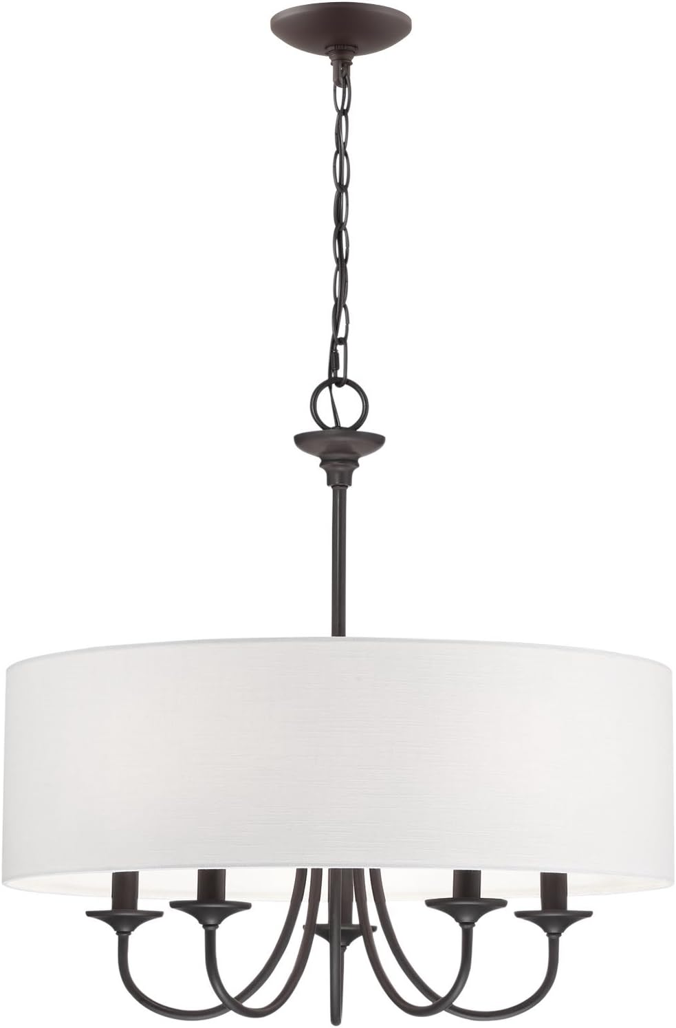Black Friday - 80% OFF Kira Home Quinn 21 Traditional 5-Light Chandelier + White Linen Drum Shade, Oil-Rubbed Bronze Finish