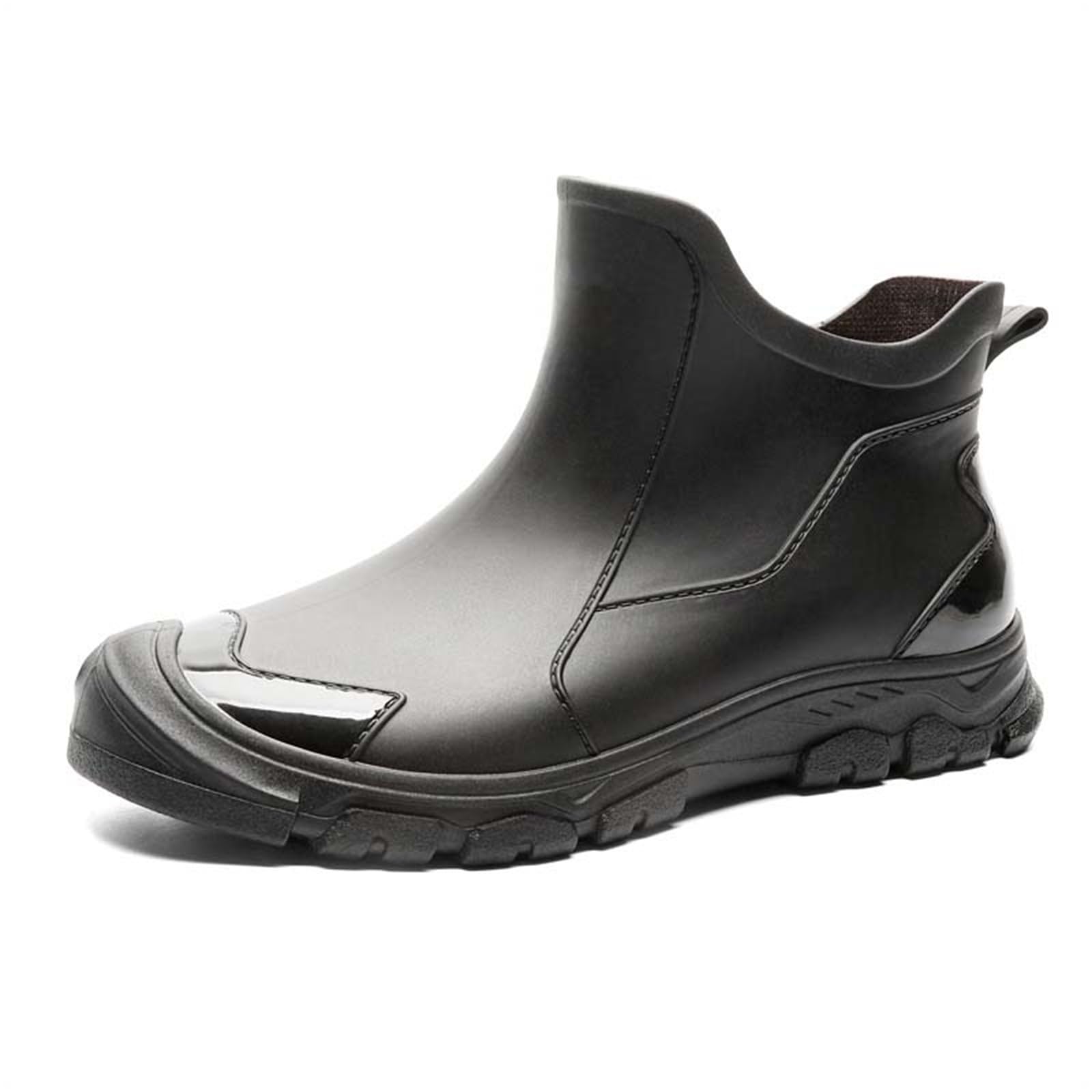 Generisch Scarpe in gomma impermeabili da uomo, stivaletti in pelle, estivi, per giornate di pioggia, da pesca, stivali alla caviglia, antiscivolo, da giardino, traspiranti, in tinta unita, per il