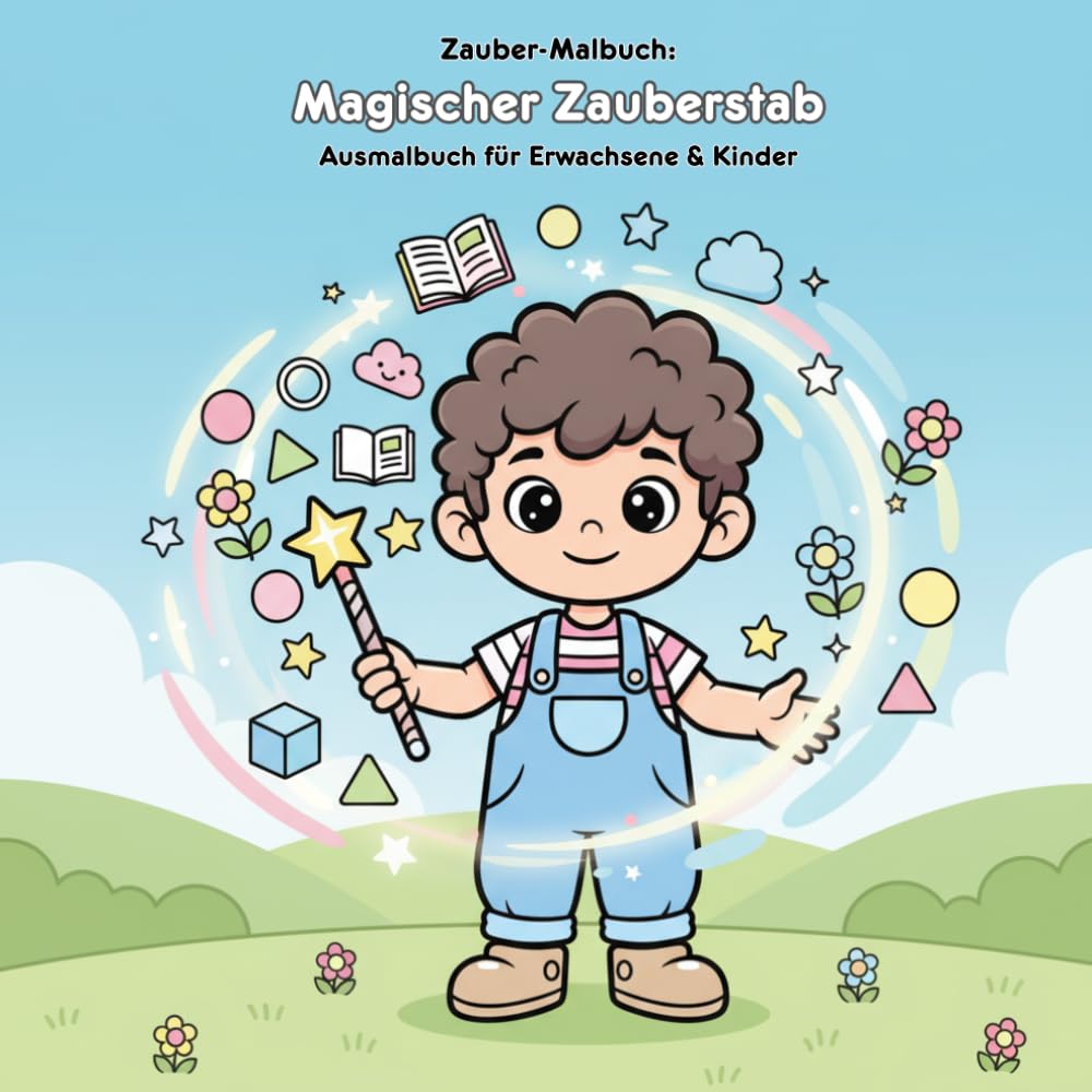 Magischer Zauberstab: Farben & Formen Geschichte & Malbuch: Für Kinder & Erwachsene | 36 Ausmalbilder | 21.59 x 21.59 cm | Große Motive für kleine Künstler