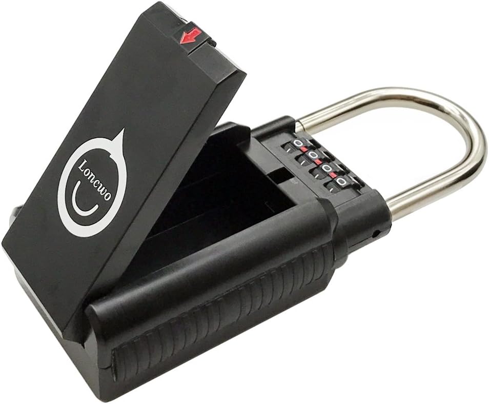 Key Safe Box, Portable Combination Key Storage Lock Box (Black)