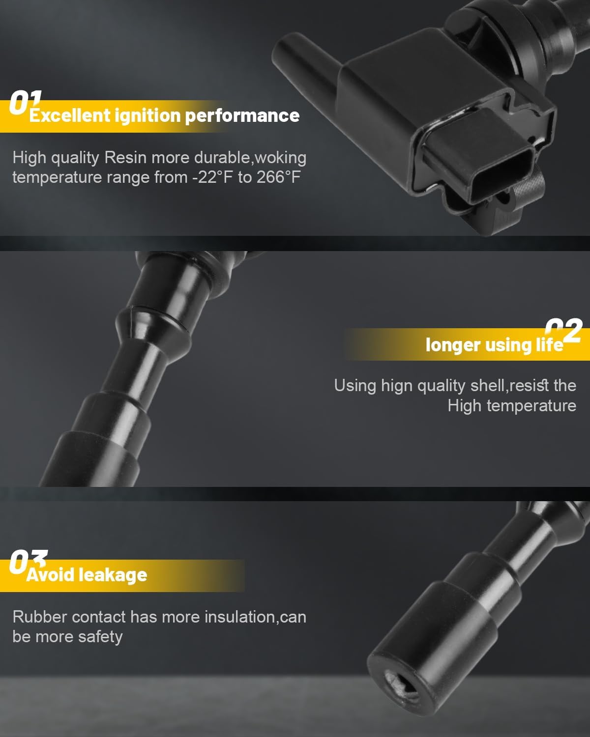 OCPTY Suitable 2003-2006 for Hyundai Santa Fe 3.5L/V6,2004-2006 for Kia Amanti 3.5L/V6 Automotive Replacement Ignition Coils 3-Pins #UF439 (Set of 3)