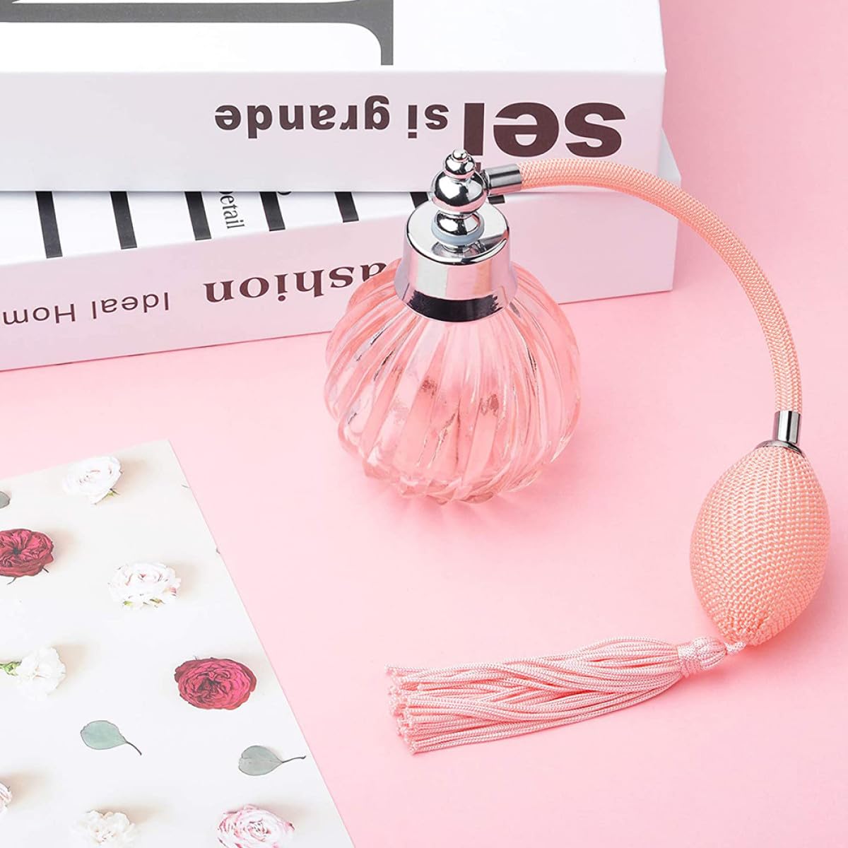Botella Rosa Pulverizadora de Vidrio Perfume en 90ml Cómodo Atomizador y Fácil de Limpiar para Fragancias y Aceites Esenciales
