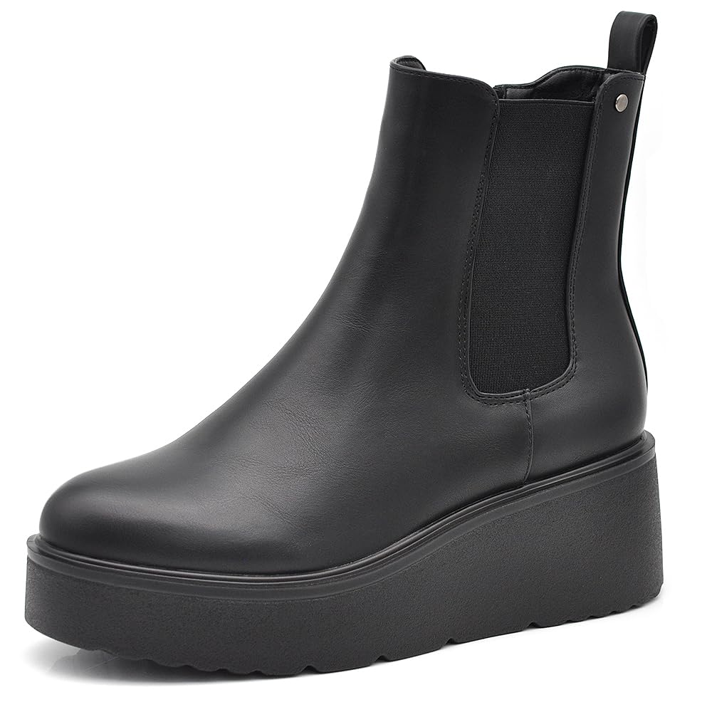 IF FASHION Stiefel Stiefeletten Chelsea Schuhe Damen Platform Elastische Keilabsatz Q763