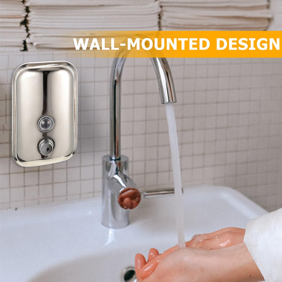 Gadpiparty Dispensador de Jabón Manual Diseño Moderno de Acero Inoxidable Capacidad 1000 Ml y Portátil para Baño y Cocina Adecuado para Uso Diario