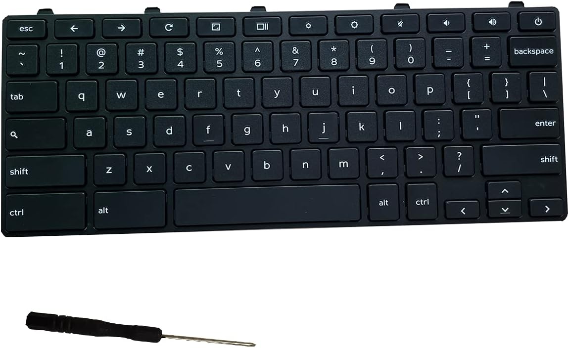 Laptop Replacement Keyboard for Dell Chromebook: 11 3180 3181 3189 3380 Moon2020 Replacement Keyboard Without Backlit US Layout with Screwdriver, Black
