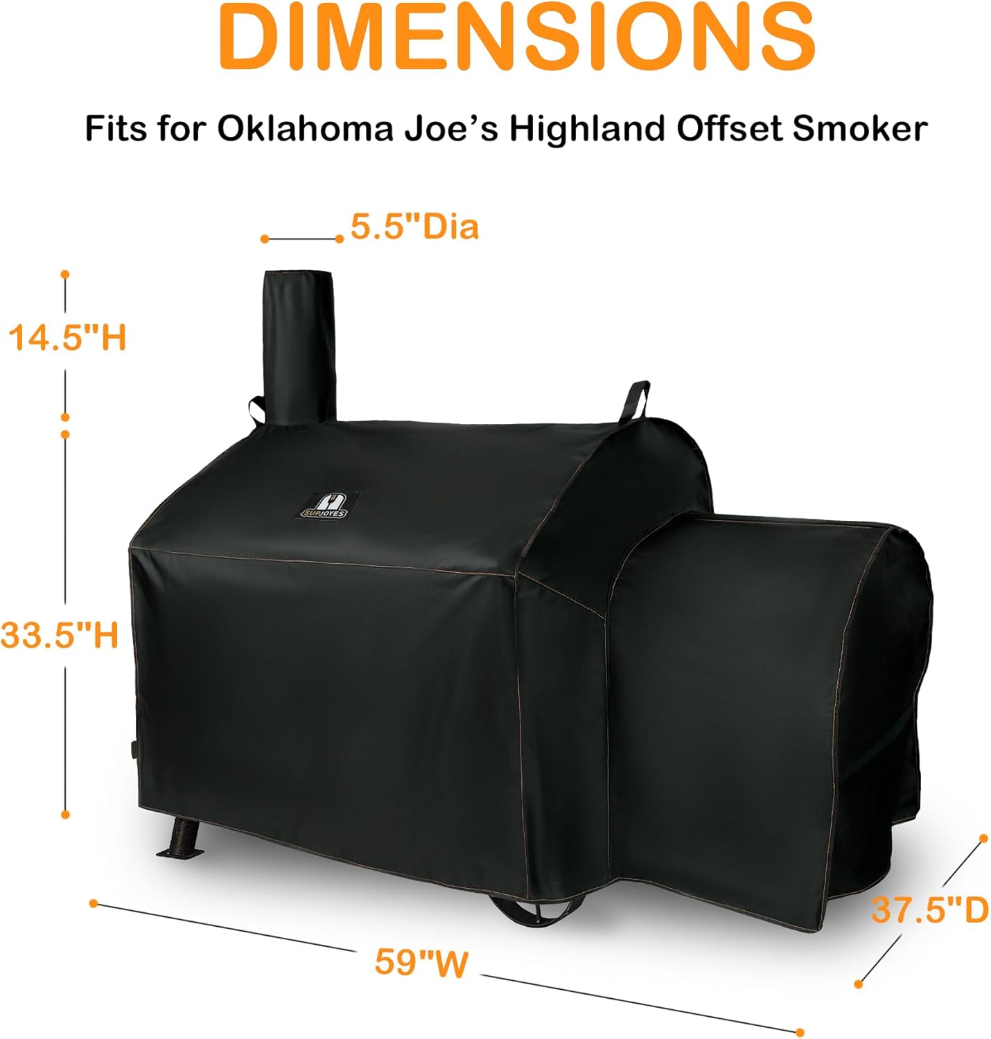 SUPJOYES Grill Cover for Oklahoma Joe's Highland Offset Smoker, Heavy Duty Waterproof Oklahoma Joe Smoker Accessories - Image 2