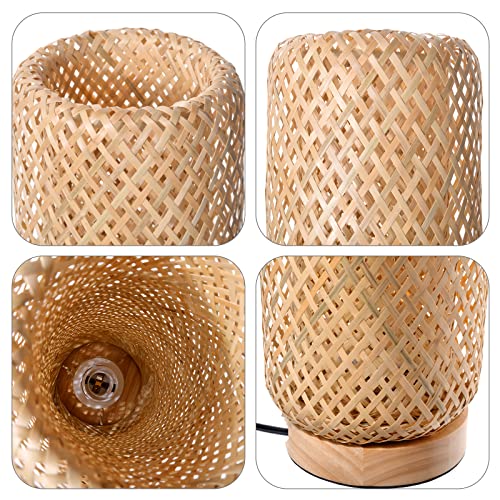 Arturesthome Bamboo Table Lamps with Shade, Rustic Farmhouse Boho Coastal Desk Lamp Night Light for Decorative Bedroom, Study Room, Cafe, Bookcase - Image 7