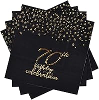 Vista 7 de Gatherfun 50th Birthday Napkin Disposable Paper Napkins Black and Gold Party Decorations Tableware for Men Woman 50 Birthday Party（6.5X6.5in, 3-Ply