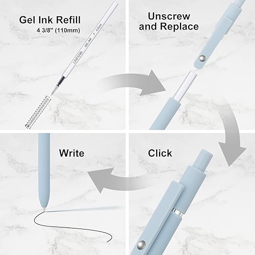 Miniatura 3 de Recambios de bolígrafos de gel negros, paquete de 12 repuestos de tinta de gel retráctiles a granel, punta fina de 0.020in, escritura suave, secado