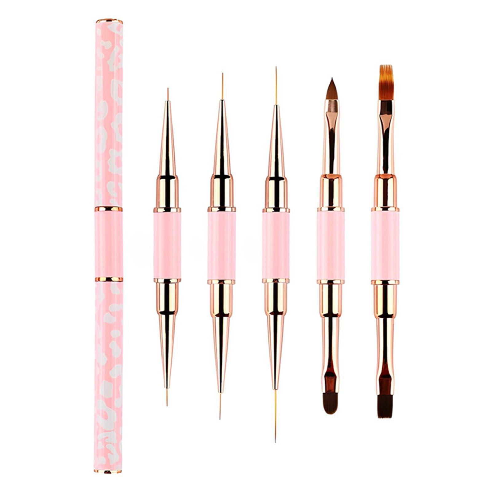 5 pennelli bifacciali per nail art, pratici pennelli per nail art, penne per nail art, pennelli per linee lunghe