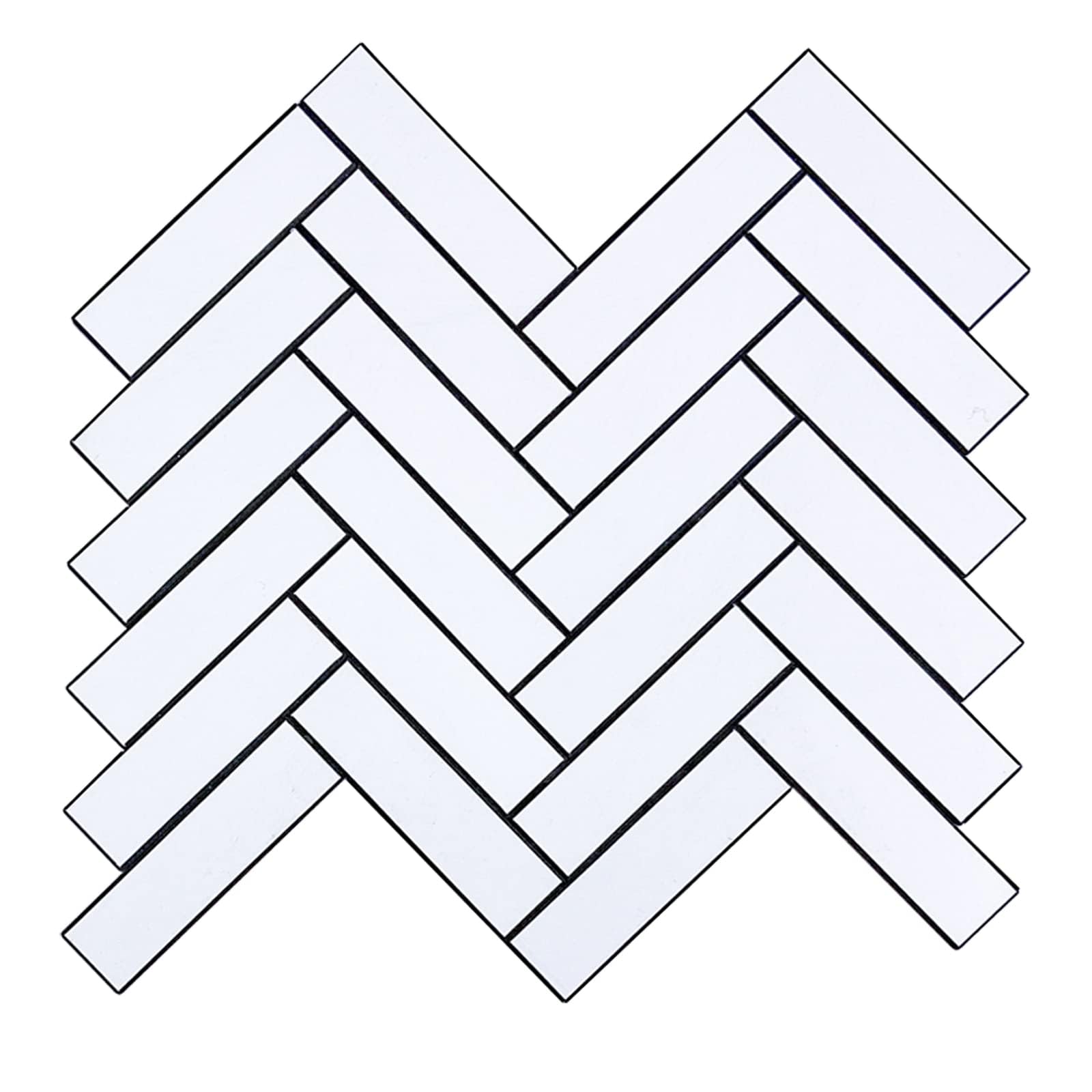 Mosaïque chevrons blancs dosseret cuisine anti-tache facile à poser