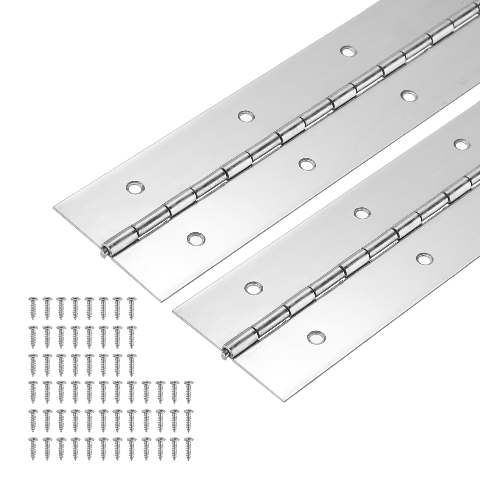 PATIKIL Heavy Duty Piano Hinge 750 x 50.8 x 1 Mm, 2 Pack 304 Stainless Steel Continuous Hinge for Piano, Cabinet Door, Wooden Box, Folding Table, Silver
