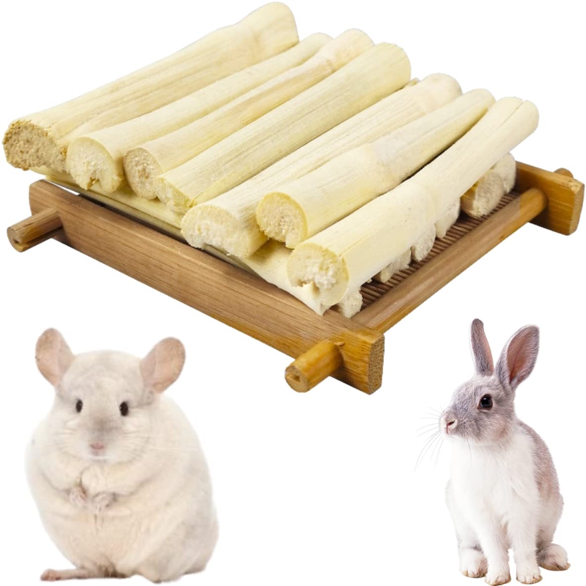PETO 500g Sweet Bamboo Chew Sticks for Rabbits, Natural Chew Toys for Teeth, Bunny Molar Treats Snack for Small Animals Chinchilla Guinea Pig Hamsters, Improves Dental Health
