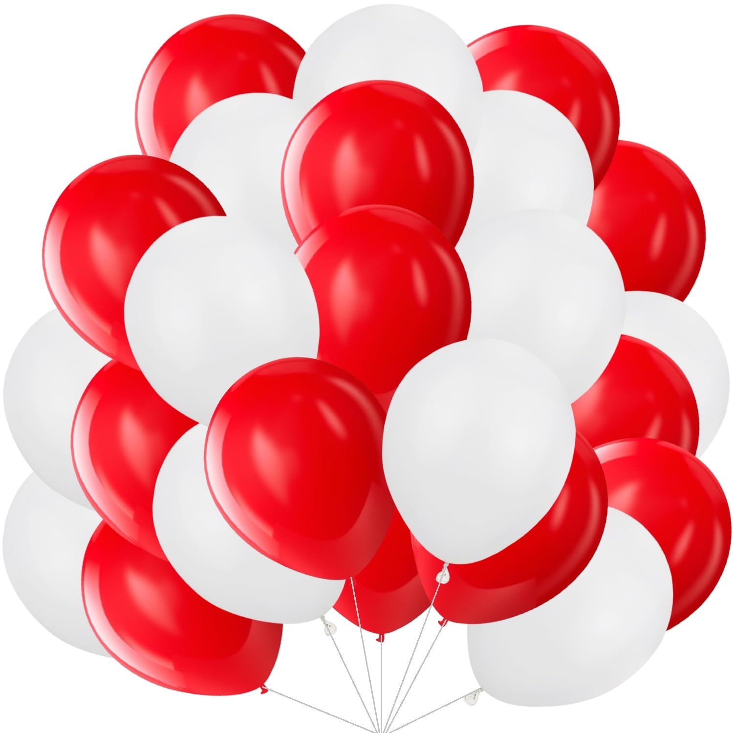 60 Stück Luftballons Rot Weiß, 12 Zoll Helium Luftballons Weiss Rot Matt Latex Ballons Partyballon fur Geburtstag Hochzeit Verlobung Valentinstag Babydusche Feste Karneval