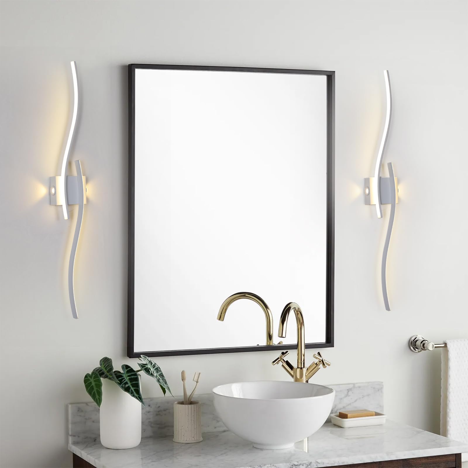 Applique Da Parete Interno,120Cm Applique Camera Da Letto Ad Onda,Lampada Da Parete In Alluminio A 3000-6000K Regolazione Continua Per Soggiorno Da Letto Bagno Corridoio Scale Decorazione Bianco