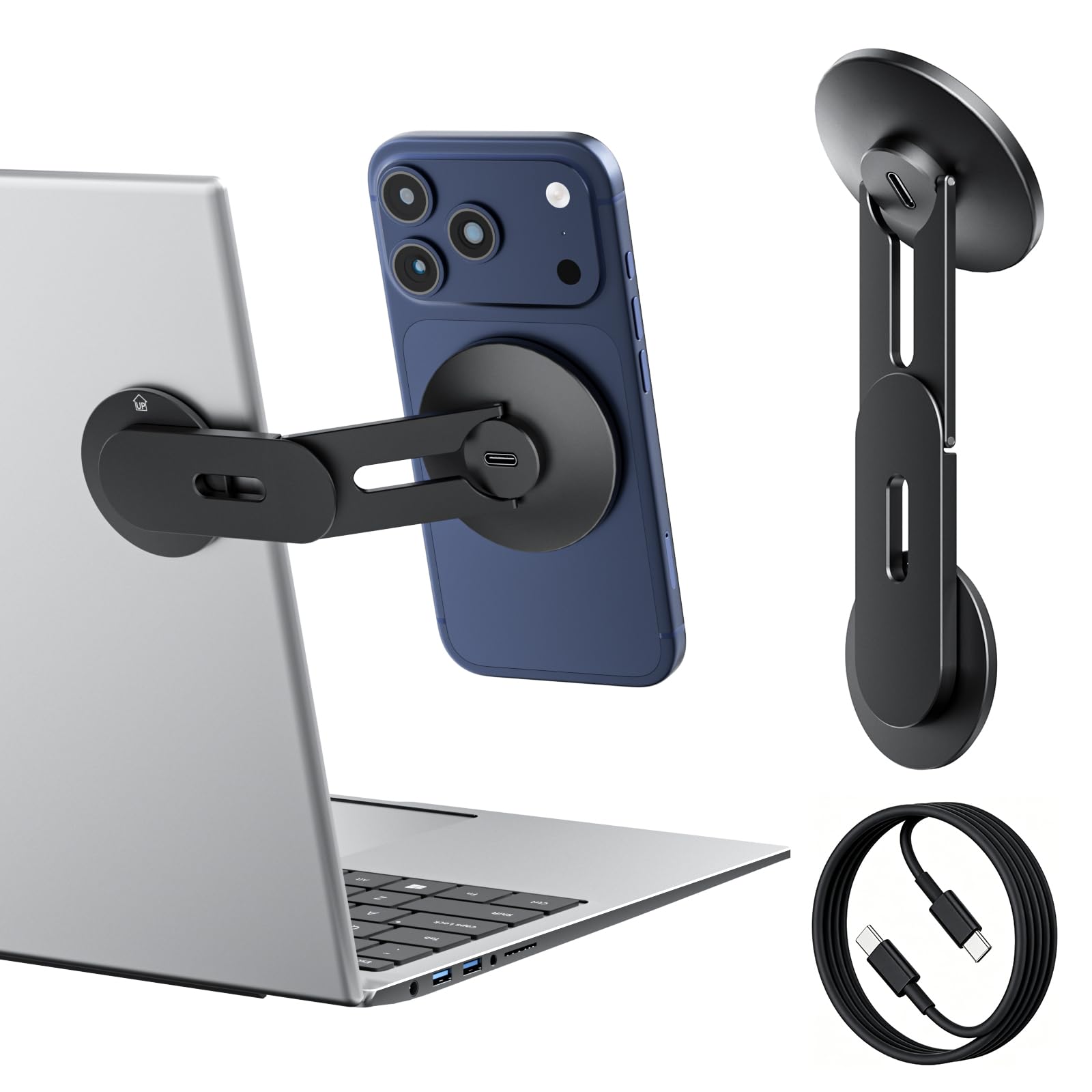 CloudValley Supporto Magnetico Per Telefono Con Ricarica Wireless 15W – Regolabile 3D Per Laptop, Tesla E Monitor