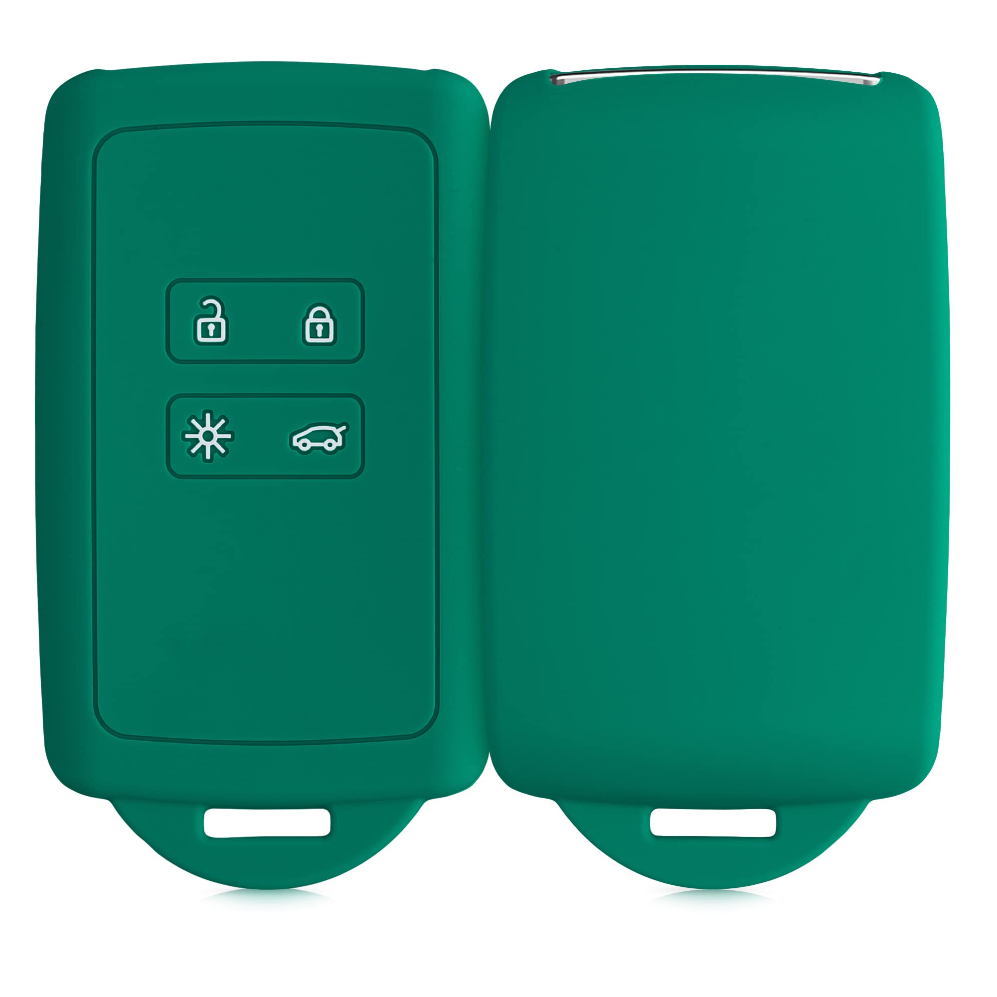 kwmobile Car Key Cover Compatible with Renault 4 Button Car Key Smart Key (only Keyless Go) - Silicone Protective Key Fob Cover with Built-in Eyelet - Pottery Green — view 8