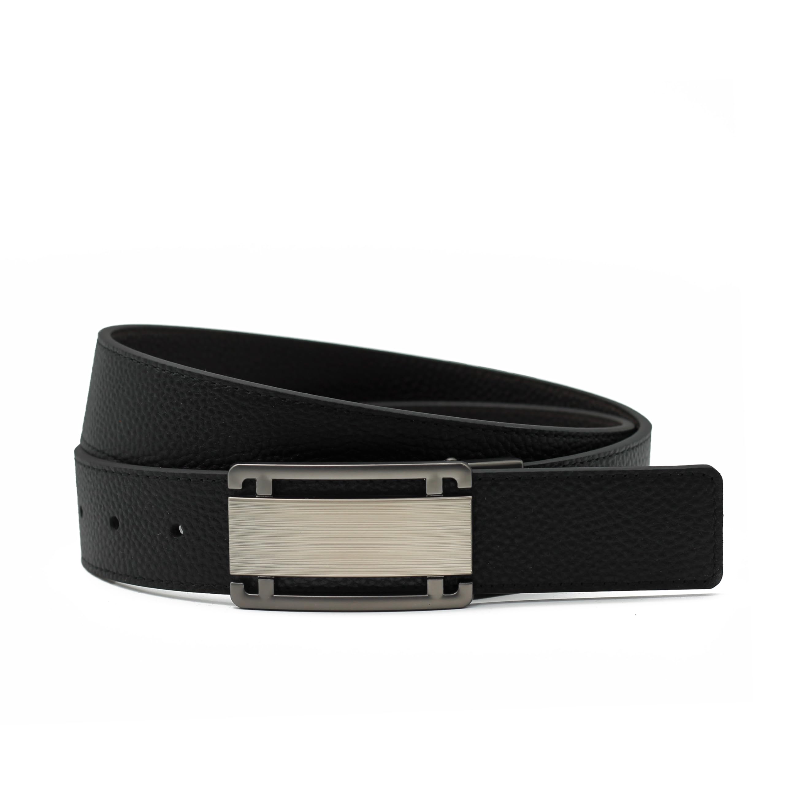 Xposed Mens Black Brown Grain Real Leather Belt Plaque Buckle Trousers Jeans Belts [BLT-PIN-N12-115cm]