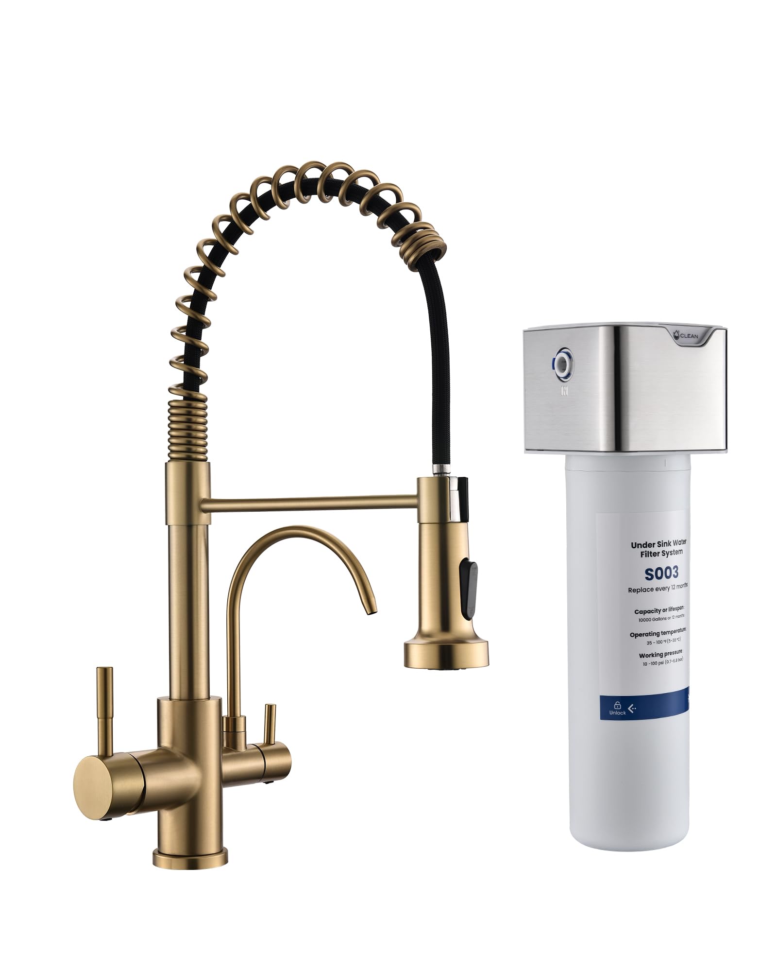 GIMILI 3 in 1 Kitchen Faucet with Pull Down Sprayer Brushed Gold