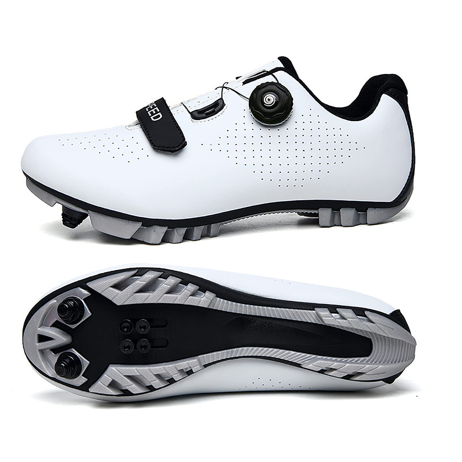 Nowe buty rowerowe MTB z mężczyznami trasa trasa trasa lady rower prędkość płaska trampka wyścigowa kobiet(42, White)