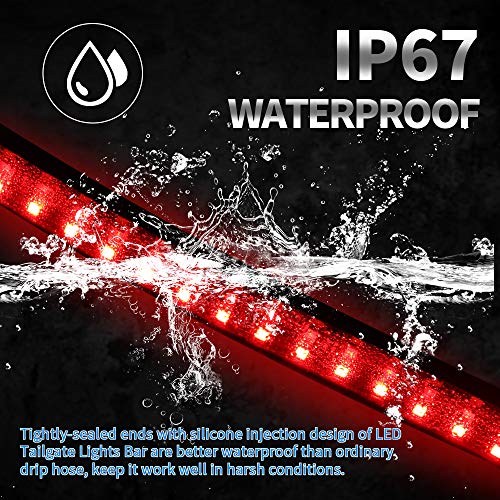 Opl5 Led Tailgate Light Bar 48 Inch, Triple Row Truck Tailgate Light Bar Red Brake Running White Reverse Turning Signals No Need Drill W/ 4-Way Flat Connector Wire For Pickup Trailer (48" 3 Row) #TOP6
