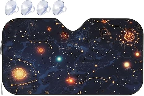 Star Constellation Map Car Windshield Sun Shade 2025 Foldable Car Sunshades Funny Auto Sun Visor Front Window Shield Cover for Automotive Interior Sun Protection Medium