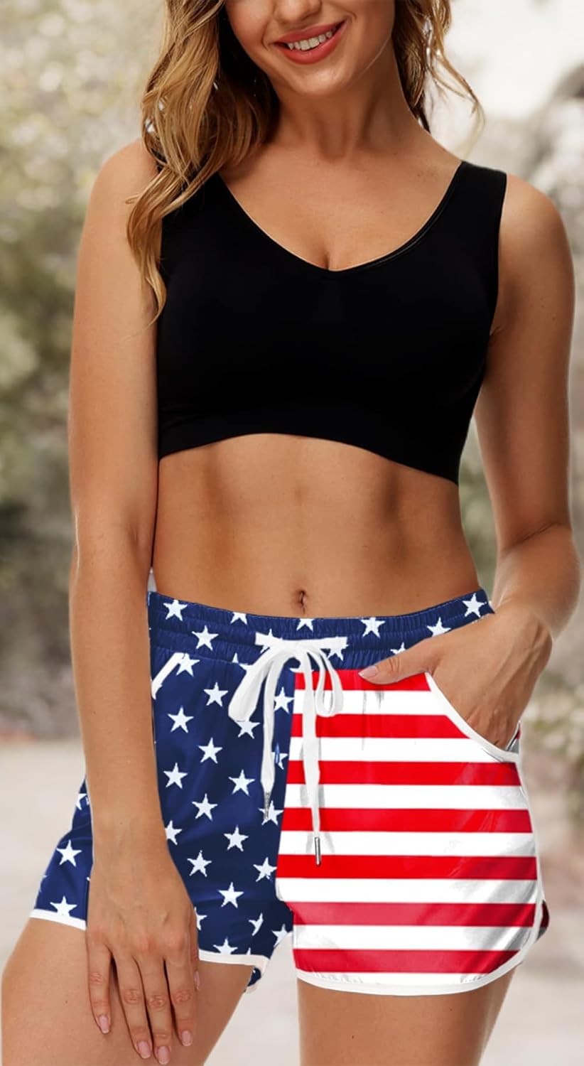 Deerose Women 4th of July Board Shorts