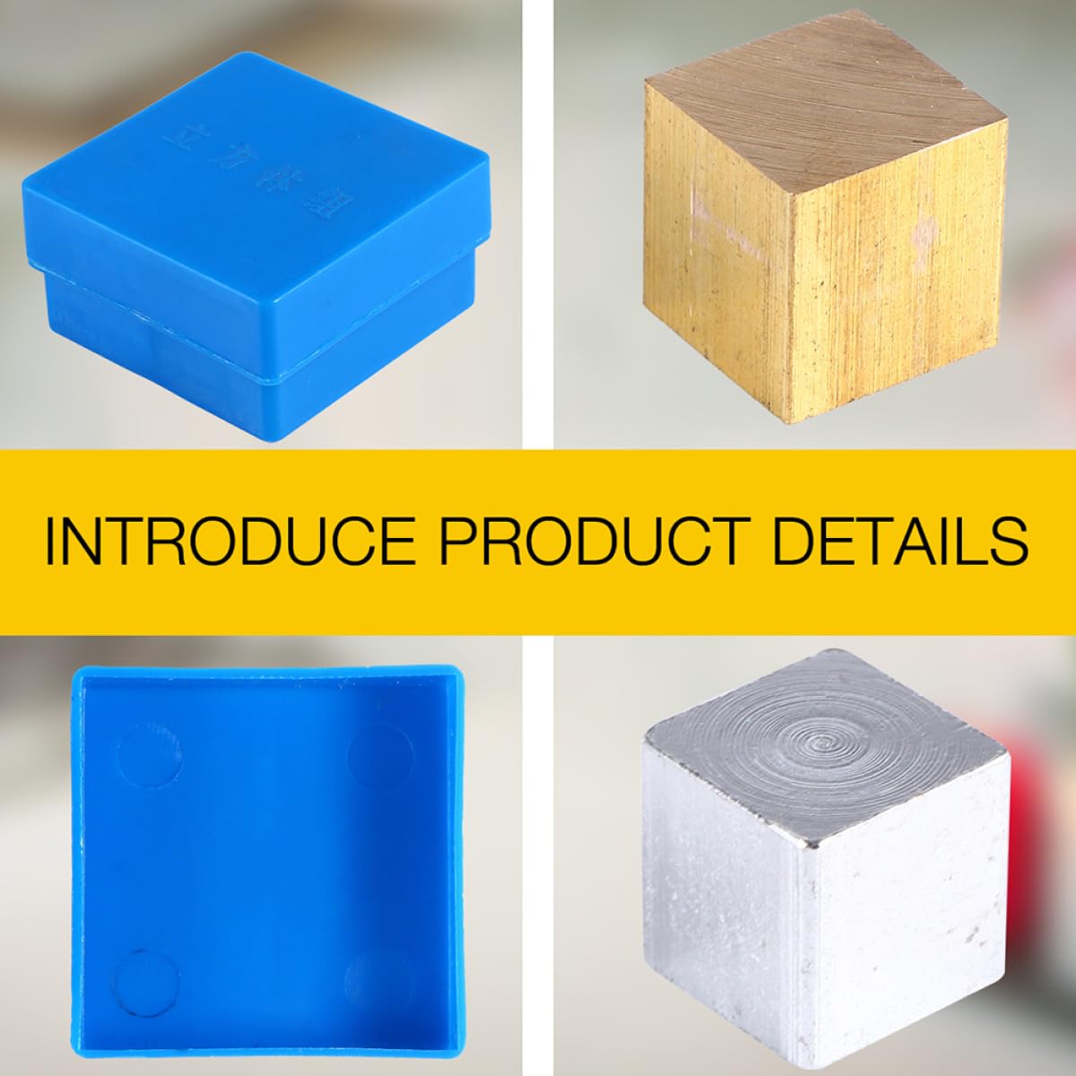 Cubos Metálicos para Estudiar Densidad de Cobre, Hierro y Aluminio Juego de 8 Almacenamiento Plástico Compacto en Aulas de Física