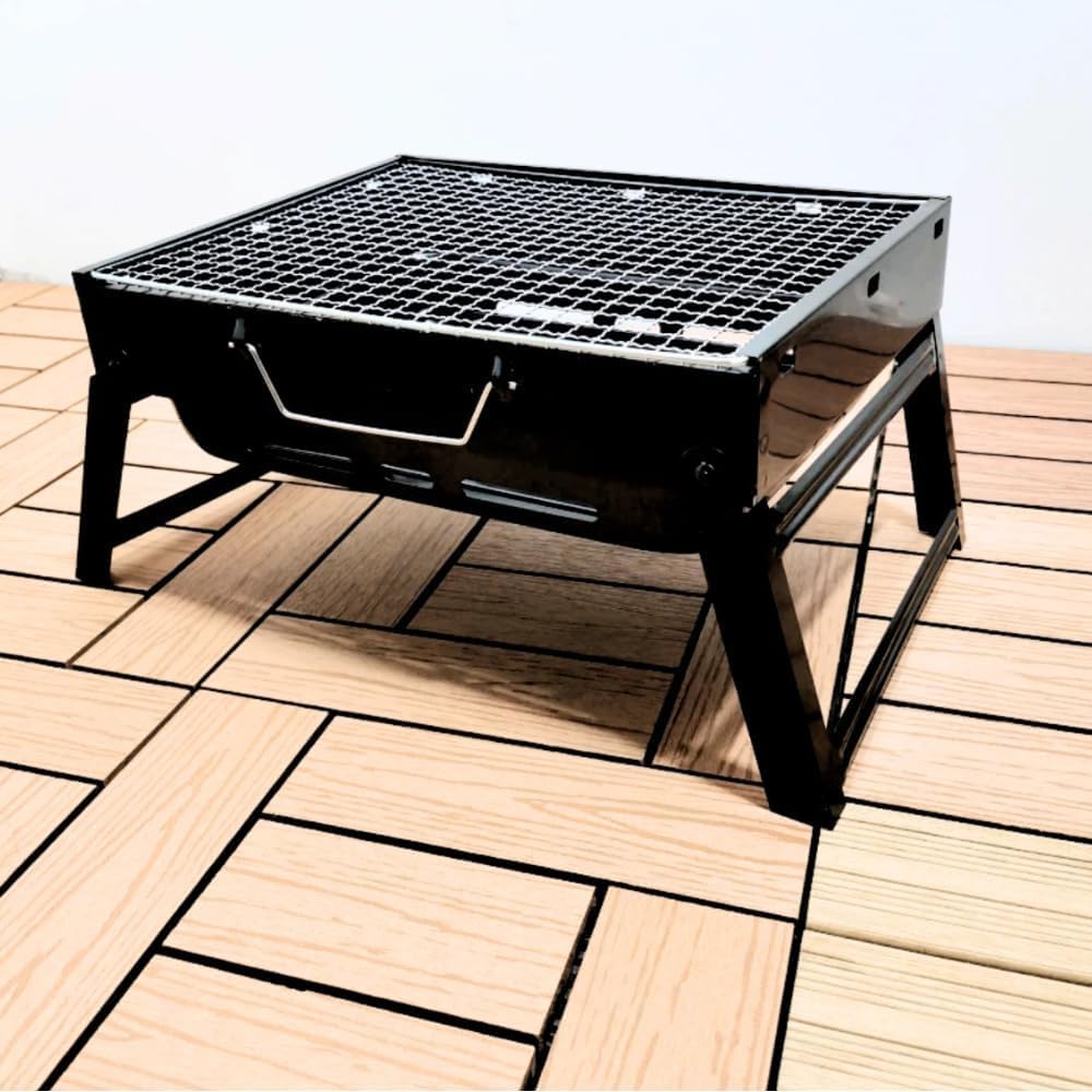 Garden Mile Portable Charcoal BBQ Grill – Foldable Lightweight BBQ Charcoal Grill with Carry Handle - Durable Iron & Stainless Steel Outdoor Barbecue & Smokers Grills for Camping
