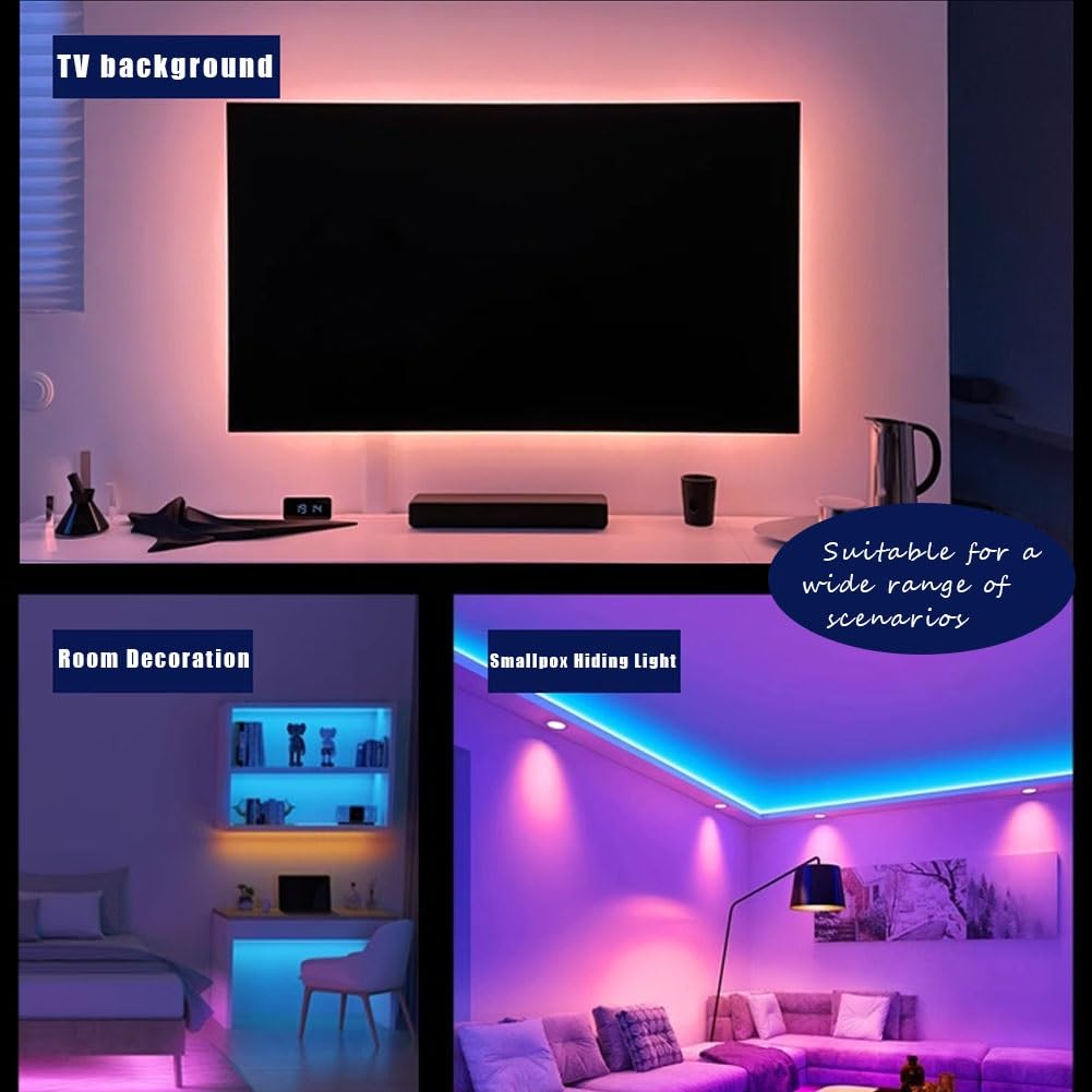 Bande LED de rétroéclairage pour écran TV, bande lumineuse RVB à couleur changeante avec contrôle par application mobile, chambre à coucher, etc, pour jeu TV,barre lumineuse à contrôle LED intelligent
