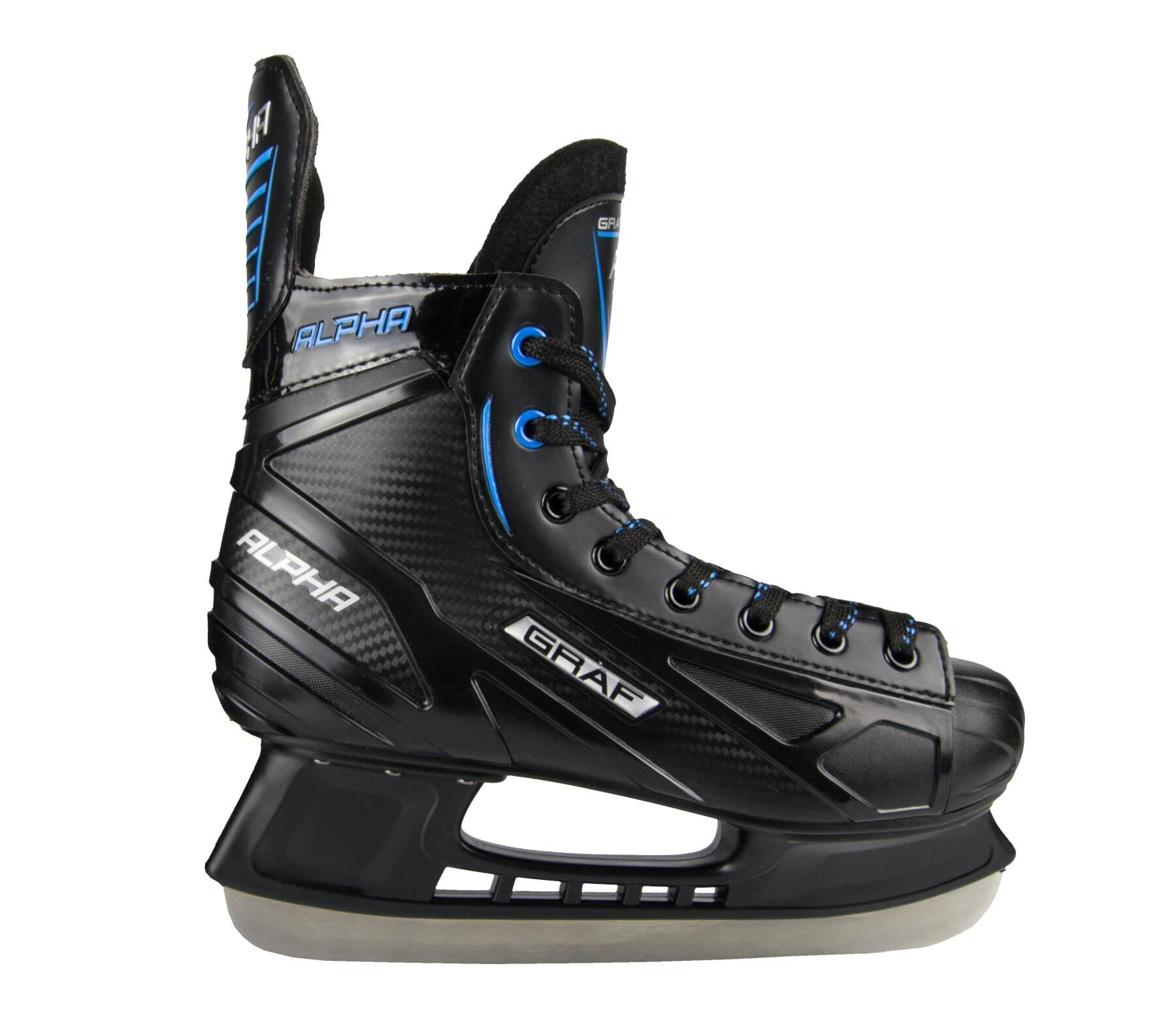 Graf Alpha Junior Patins à glace pour enfants Loisirs Hobby Hockey sur glace Noir/bleu Unisexe