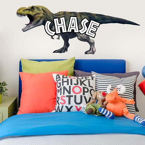 Miniatura 6 de T-Rex - Calcomanía de vinilo con nombre personalizado de dinosaurio para niños, decoración personalizada para dormitorio y habitación de guardería