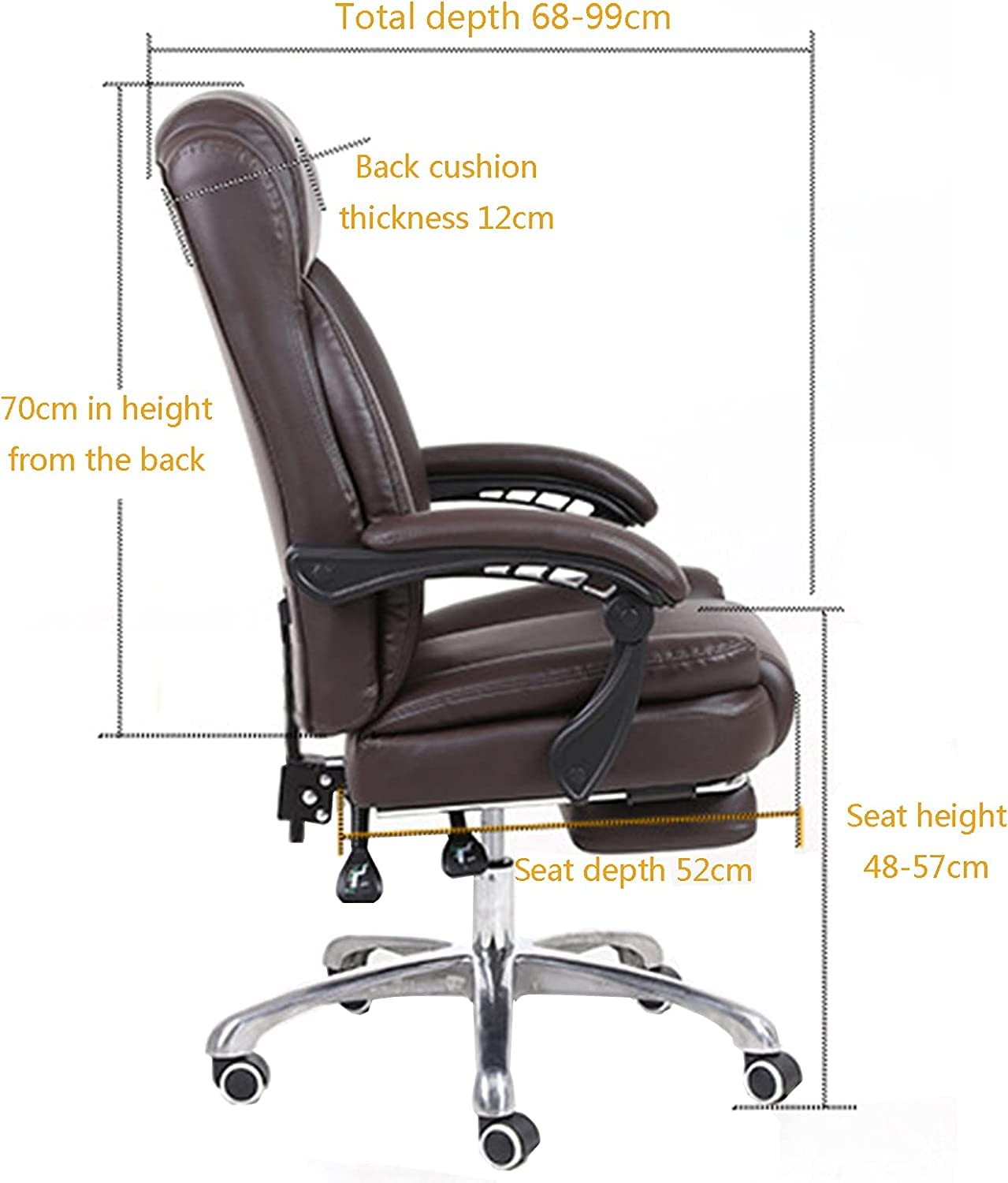 Krzesło biurowe, wysokie oparcie, krzesło biurowe, krzesło robocze, obrotowe krzesło biurowe z oparciem podnóżka, funkcja pochylania się, ergonomiczne (czarne)