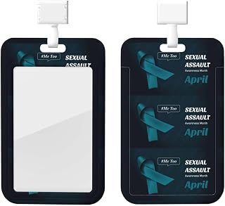 Sexual Assault Awareness Month Id Card Badge with Lanyard,Name Tag Holder, Hard Plastic Id Protector,Card Case for Staffs Teacher Student Doctor Nurse, White