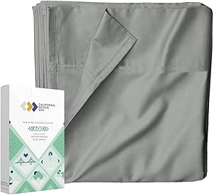 100% Natural Cotton Flat Sheet - 600 Thread Count, Soft and Crisp, Breathable, Hotel Luxury Top Sheet Only, Ultra Premium Sateen Weave - Gray, Full Size