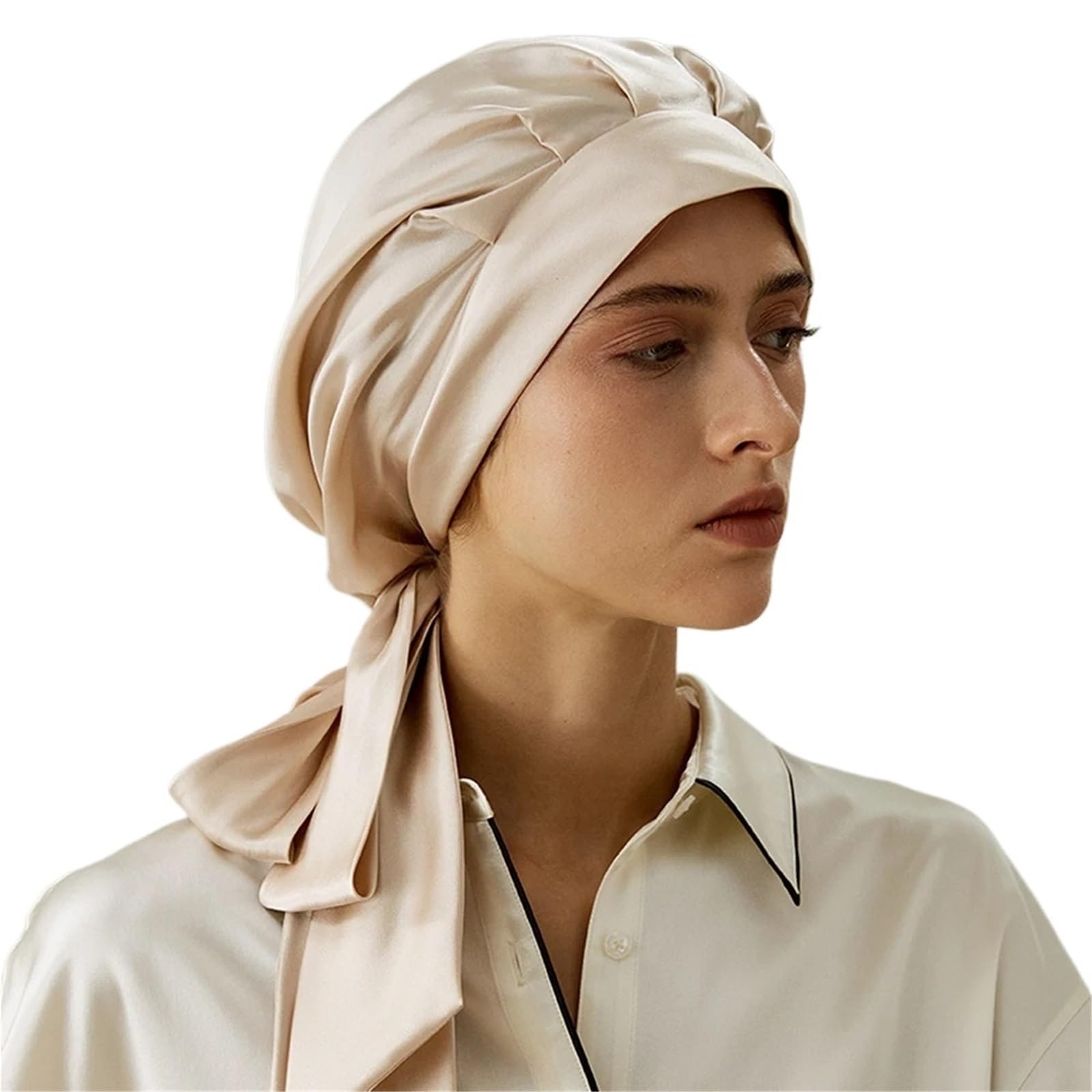 Gorro Saten Pelo Rizado Gorro de seda con banda elástica y lazo largo for dormir, cuidado del cabello, accesorios casuales a juego, turbante