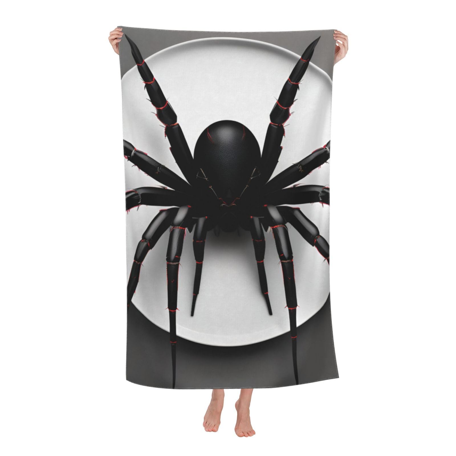 NImongt Black Spider Print Oversized Adult Beach Towel For Travel Weekend Getaways Festivals Camping Trips
