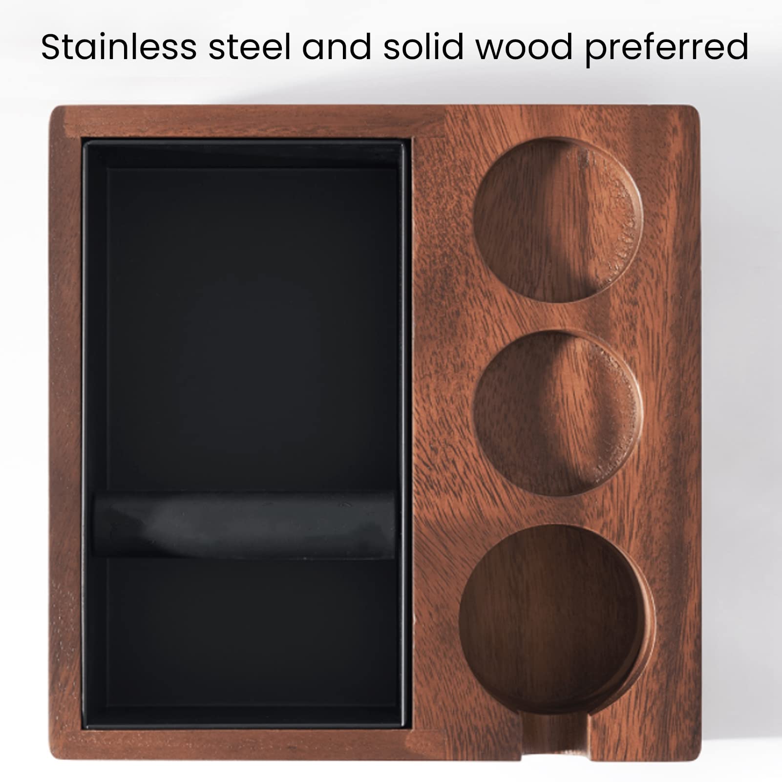 4in1 Holz Kaffeefilter Tamper Halter, Espresso Klopfbox und Tamperstation Kaffeemaschinen ZubehöR Aufbewahrungsboxen FüR Tamper, Verteiler und SiebträGer