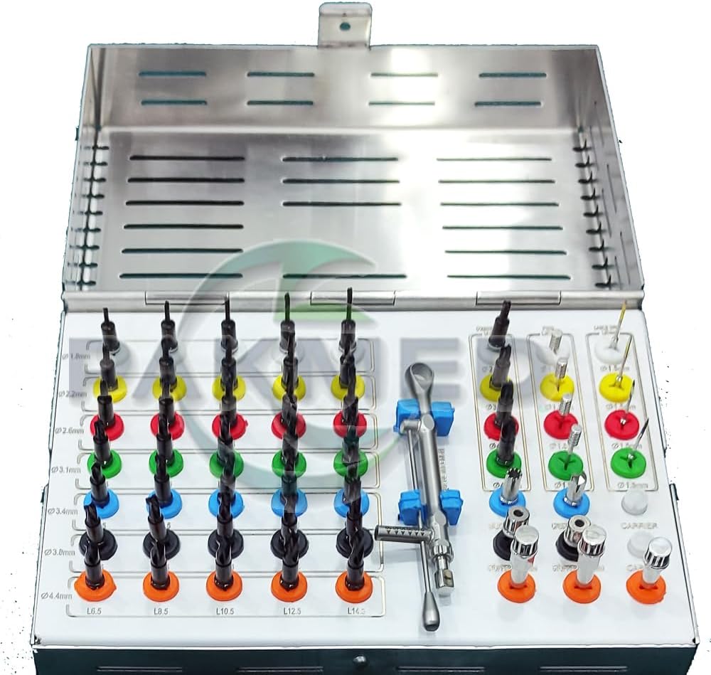 55 Pcs Dental Implant Guide Kit Fully Guided kit Install and Placement of Implants and Secure Prosthetics with Lance pilot Embeded Conical Torque Wrench 10-50NCM