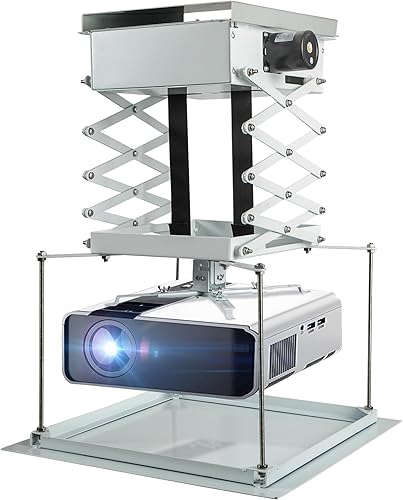 CGOLDENWALL Soporte de techo para proyector motorizado para proyector oculto, carga máxima de 44 libras, con placa de fijación (distancia de