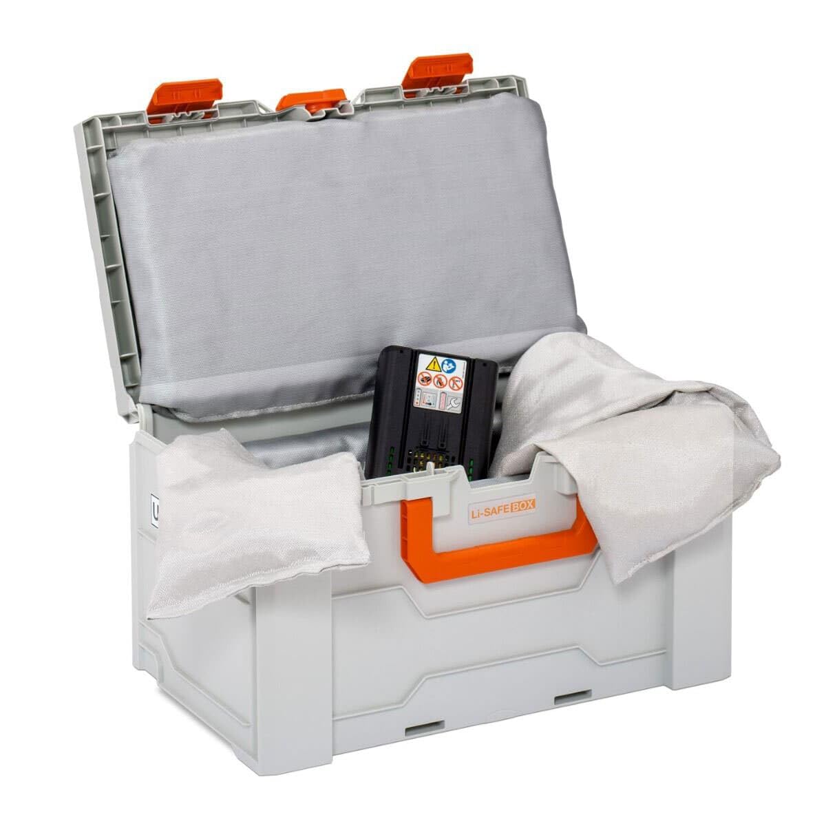 CEMO | Akku-Systembrandschutzbox Li-SAFE | für Lagerung und Transport | Modell 2-L | LxBxH 500 x 300 x 280 mm