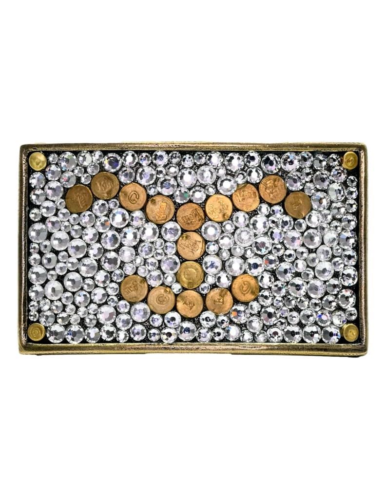 Pretty Hunter Belt Buckle Yellowstone Spent Bullet Crystals BB026