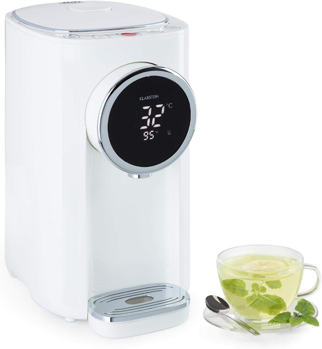 Klarstein Hot Spring Plus hot Water Dispenser, Water Tank: 5 litres, Large LCD-Display, temperatures: 45-95 °C, Stainless Steel Water Tank, Dry & overheating Protection, childproof, White